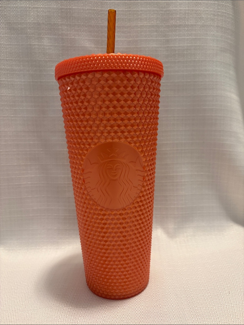 Starbucks Coral/OrangeTextured Studded Tumbler with Straw